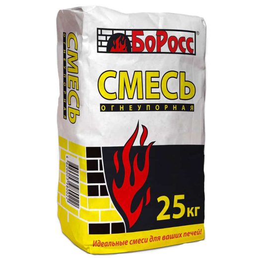 Огнеупорно-кладочная смесь БоРосс 25 кг